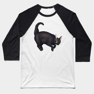 Cozy Big Black Cat Baseball T-Shirt